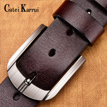 Load image into Gallery viewer, Catei Karrui men belt fashion retro Cowhide belts for men alloy black pin buckle men&#39;s jeans wild business belt free shipping
