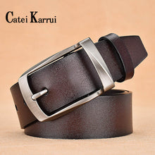 Load image into Gallery viewer, Catei Karrui men belt fashion retro Cowhide belts for men alloy black pin buckle men&#39;s jeans wild business belt free shipping
