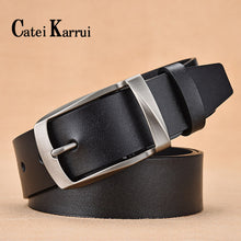 Load image into Gallery viewer, Catei Karrui men belt fashion retro Cowhide belts for men alloy black pin buckle men&#39;s jeans wild business belt free shipping
