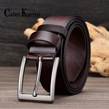 Load image into Gallery viewer, Catei Karrui men belt fashion retro Cowhide belts for men alloy black pin buckle men&#39;s jeans wild business belt free shipping
