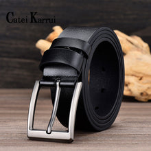 Load image into Gallery viewer, Catei Karrui men belt fashion retro Cowhide belts for men alloy black pin buckle men&#39;s jeans wild business belt free shipping
