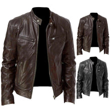 Load image into Gallery viewer, Autumn Men Fashion Motorcycle Leather Jacket fit Coat Casual Zipper jacket
