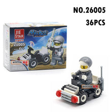 Load image into Gallery viewer, police special police car fire engine missile car plane building block truck house building block boy hand made toy
