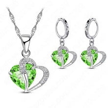 Load image into Gallery viewer, Luxury Women 925 Sterling Silver Cubic Zircon Necklace Pendant Earrings Sets Cartilage Piercing Jewelry Wedding Heart Design
