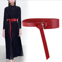 Load image into Gallery viewer, Round gold buckle Lady Decorated Wide Waistband for Woman Fashion Knotted Waist Seal with Coat Sweater Wide Belt harajuku
