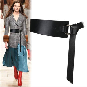 Round gold buckle Lady Decorated Wide Waistband for Woman Fashion Knotted Waist Seal with Coat Sweater Wide Belt harajuku