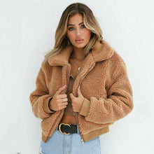 Load image into Gallery viewer, Fashion Faux Fur Coat Women 2020 Autumn Winter Warm Soft Plush Zipper Fur Jacket Female Plush Overcoat Pocket Teddy Outwear
