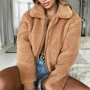 Fashion Faux Fur Coat Women 2020 Autumn Winter Warm Soft Plush Zipper Fur Jacket Female Plush Overcoat Pocket Teddy Outwear