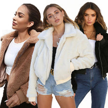 Load image into Gallery viewer, Fashion Faux Fur Coat Women 2020 Autumn Winter Warm Soft Plush Zipper Fur Jacket Female Plush Overcoat Pocket Teddy Outwear
