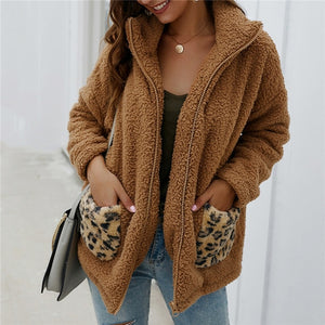 Fashion Faux Fur Coat Women 2020 Autumn Winter Warm Soft Plush Zipper Fur Jacket Female Plush Overcoat Pocket Teddy Outwear