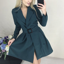 Load image into Gallery viewer, Vintage A-Line Dress Belted Long Sleeve V-Neck Sexy Dress Party Womens Clothes 2020 Winter Autumn Dress Women Dresses Mini
