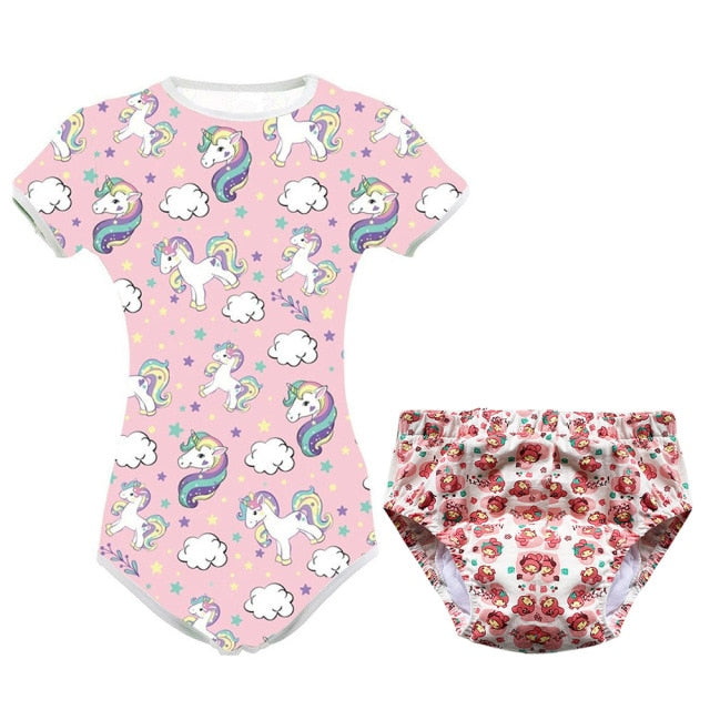 Load image into Gallery viewer, Adult Baby ABDL Bodysuit Diaper Incontinence Booster Pads Training Pant And Pajamas Set