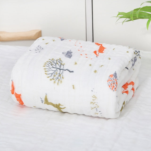 6 Layers Bamboo Cotton Baby Receiving Blanket Infant Kids Swaddle Wrap Blanket Sleeping Warm Quilt Bed Cover Muslin Baby Blanket