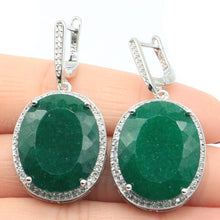 Load image into Gallery viewer, 34x21mm Big Jewelry Set 17.5g Oval 22x18mm Real Red Ruby Green Emerald CZ For Woman&#39;s Dating Silver Pendant Earrings
