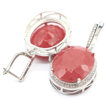 Load image into Gallery viewer, 34x21mm Big Jewelry Set 17.5g Oval 22x18mm Real Red Ruby Green Emerald CZ For Woman&#39;s Dating Silver Pendant Earrings
