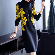 Load image into Gallery viewer, Thickened over knee knitted dress women's autumn and winter new wool dress
