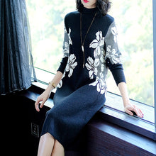 Load image into Gallery viewer, Thickened over knee knitted dress women's autumn and winter new wool dress
