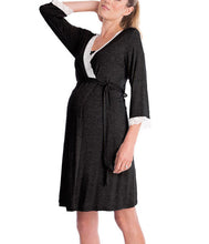 Load image into Gallery viewer, Maternity Robe Nightgown Pregnant Women Nursing Nightwear Lace Sleepwear With Adjustable Belt Pajama Dress Pregnancy Clothes

