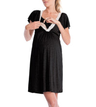 Load image into Gallery viewer, Maternity Robe Nightgown Pregnant Women Nursing Nightwear Lace Sleepwear With Adjustable Belt Pajama Dress Pregnancy Clothes
