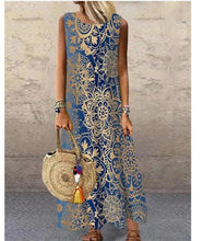 Load image into Gallery viewer, Women Print Long Dress 2022 Summer Casual Loose Sleeveless Dresses Sundress Female Elegant Robe Vintage Maxi Dresses Plus Size
