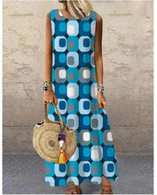 Load image into Gallery viewer, Women Print Long Dress 2022 Summer Casual Loose Sleeveless Dresses Sundress Female Elegant Robe Vintage Maxi Dresses Plus Size
