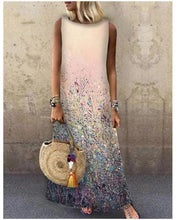Load image into Gallery viewer, Women Print Long Dress 2022 Summer Casual Loose Sleeveless Dresses Sundress Female Elegant Robe Vintage Maxi Dresses Plus Size
