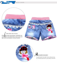 Load image into Gallery viewer, Girls Denim Shorts Summer Fashion Cute Shorts Floral Lace Wild Children's Pants Girls Denim Shorts Teen
